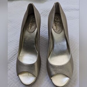 Cole Haan Gold Wedges Heels Block Pumps Women's Size 11